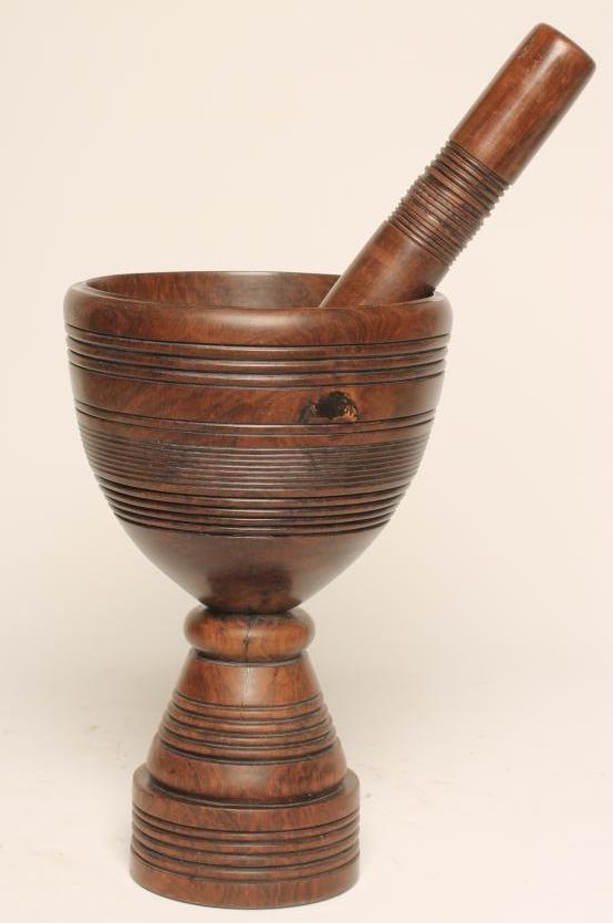 A TREEN PESTLE AND MORTAR Image