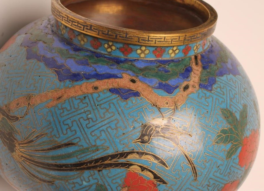 A PAIR OF CHINESE CLOISONNE ENAMEL VASES of baluster form Image