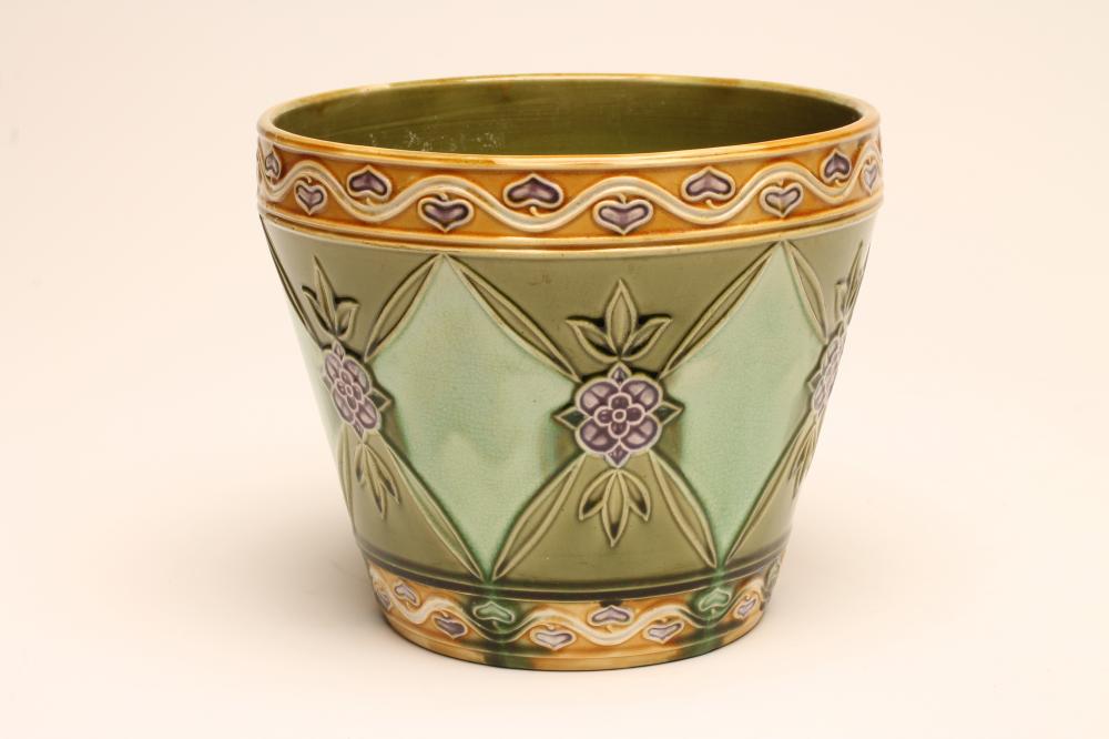 A MINTONS SECESSIONIST EARTHENWARE CACHE-POT of plain flared cylindrical form Image