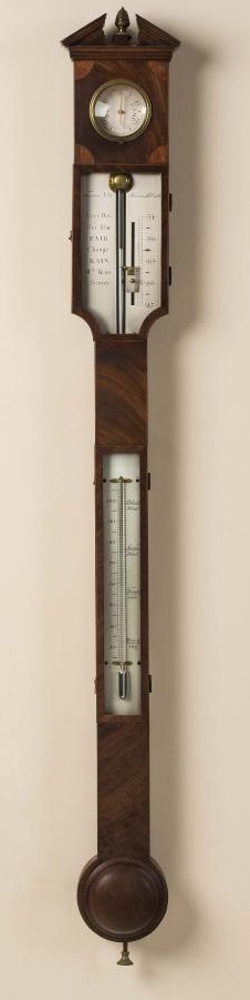 AN INLAID MAHOGANY CASED STICK BAROMETER by Fasana Image