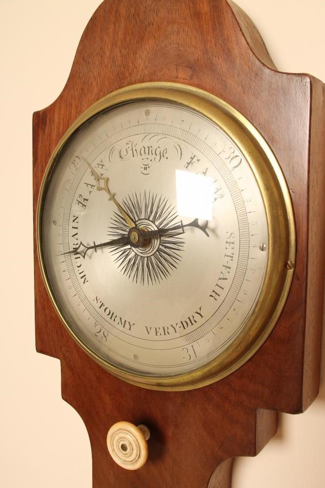 A MAHOGANY CASED UPSIDE DOWN WHEEL BAROMETER by Intross of Rochester Bridge Image