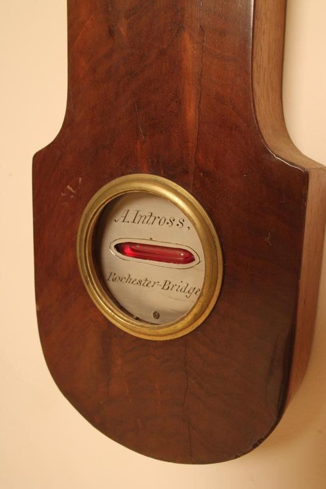 A MAHOGANY CASED UPSIDE DOWN WHEEL BAROMETER by Intross of Rochester Bridge Image
