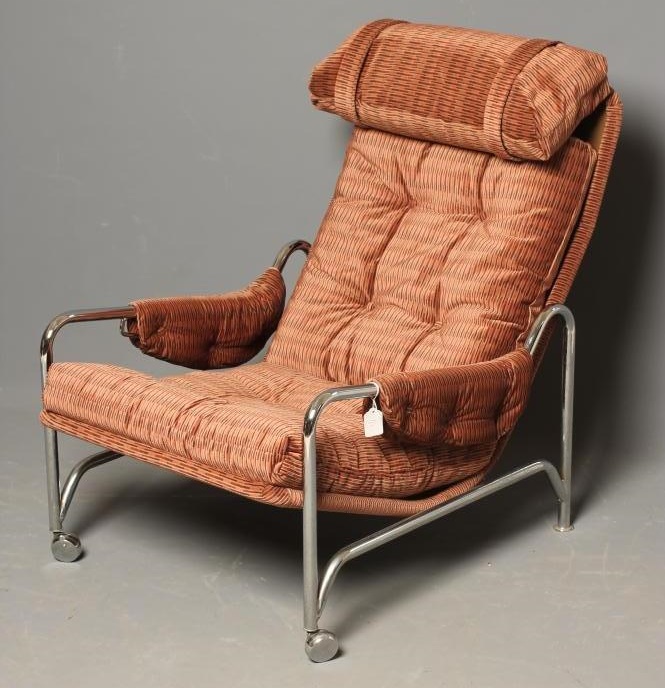 A RETRO CHROME FRAMED TUBULAR ARMCHAIR 1970's Image