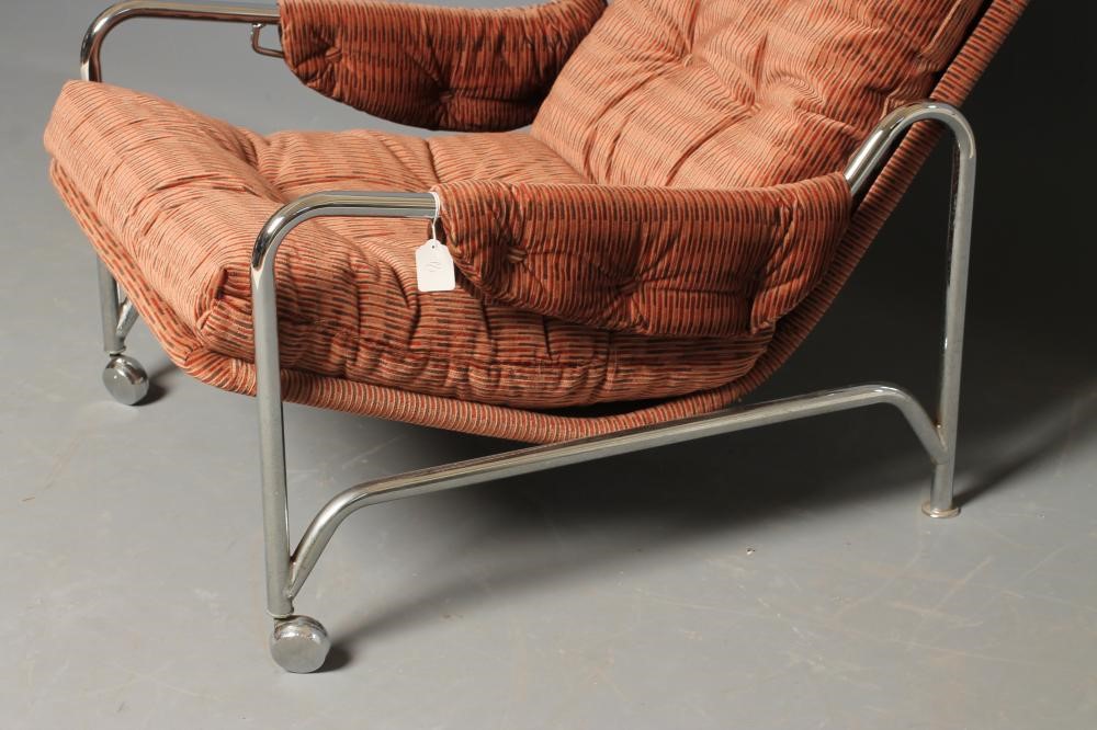 A RETRO CHROME FRAMED TUBULAR ARMCHAIR 1970's Image