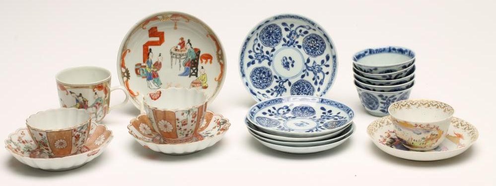 A COLLECTION OF CHINESE PORCELAIN comprising a tea bowl and saucer painted with a river scene Image