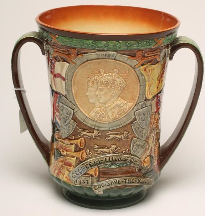 A ROYAL DOULTON POTTERY COMMEMORATIVE LOVING CUP Image