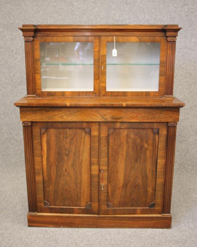 AN EARLY VICTORIAN ROSEWOOD TWO STAGE CABINET Image