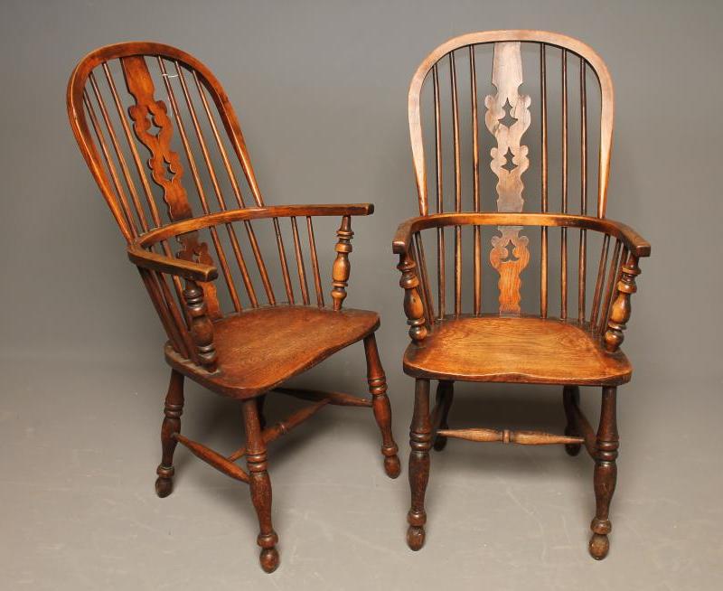 A MATCHED PAIR OF ASH AND ELM WINDSOR ARMCHAIRS Image