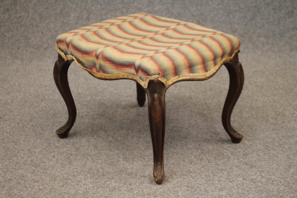 A VICTORIAN MAHOGANY DRESSING STOOL of serpentine oblong form Image