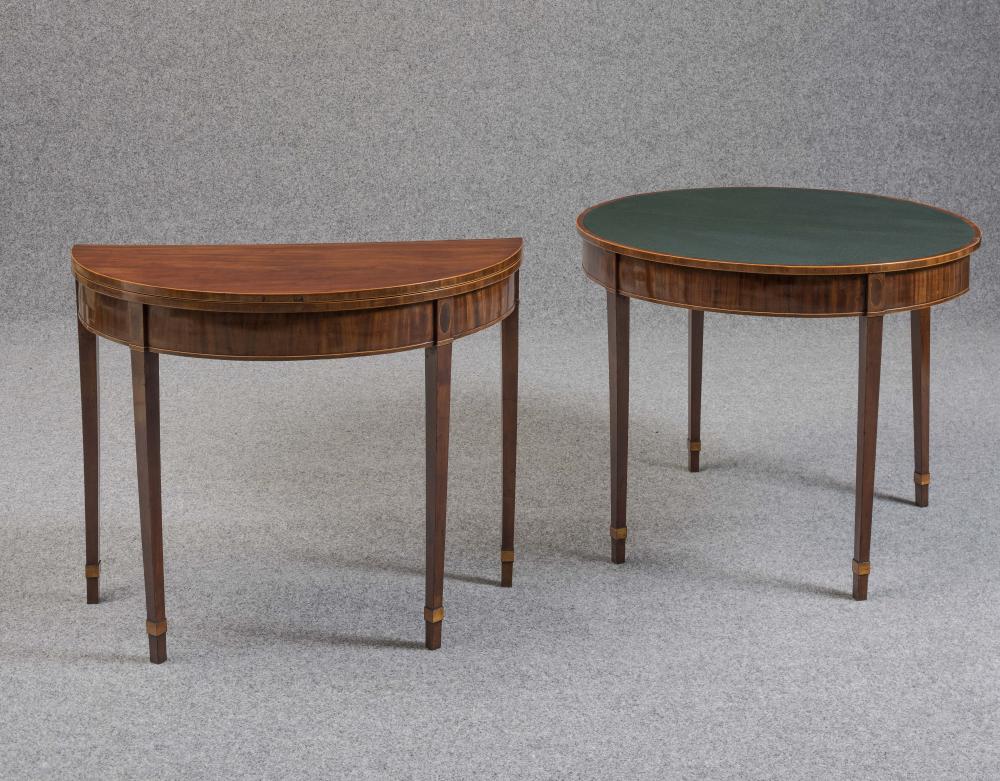 A PAIR OF GEORGIAN MAHOGANY FOLDING CARD TABLES Image