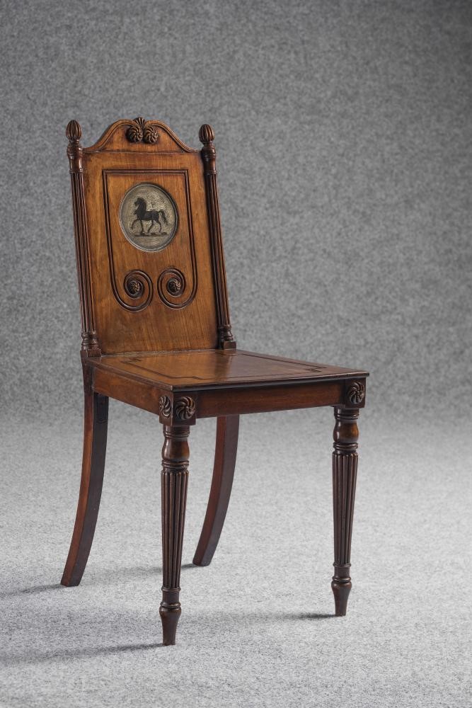 A SET OF FOUR GEORGIAN MAHOGANY HALL CHAIRS in the manner of Gillow Image