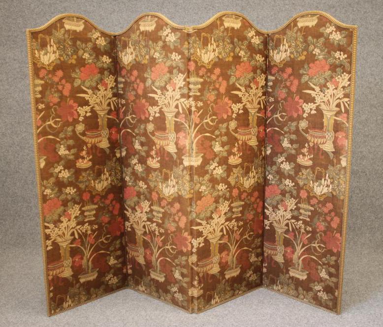 A VICTORIAN FOUR FOLD ROOM SCREEN Image
