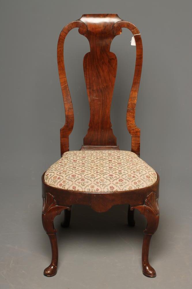 AN EARLY GEORGIAN WALNUT AND BEECH SIDE CHAIR Image