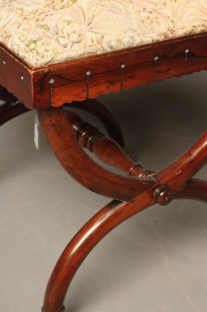 A ROSEWOOD X FRAMED STOOL Image