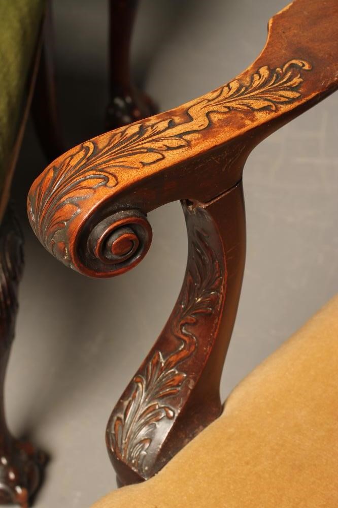 A SET OF FOUR GEORGIAN STYLE MAHOGANY DINING CHAIRS including two elbow chairs Image