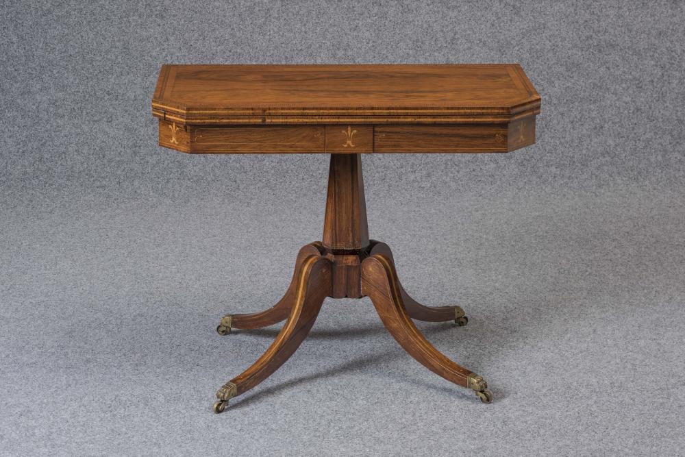 A REGENCY ROSEWOOD FOLDING CARD TABLE Image