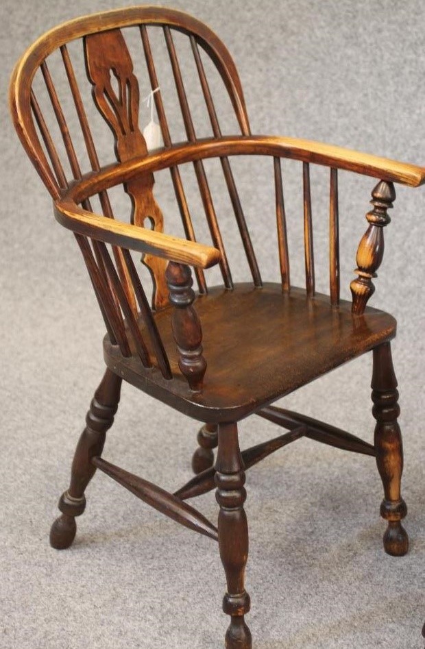 A PAIR OF YORKSHIRE ASH AND ELM WINDSOR ARMCHAIRS Image