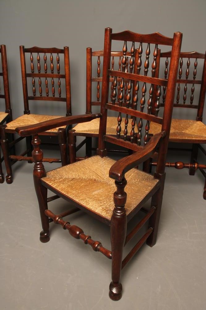 A MATCHED SET OF TEN ASH RUSH SEATED DINING CHAIRS Image