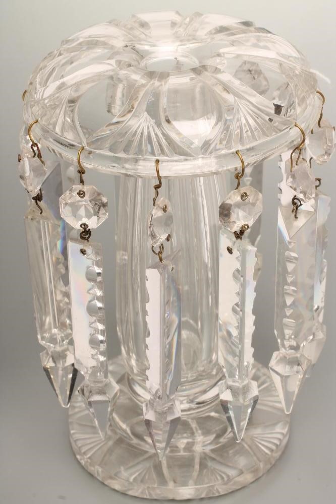 A PAIR OF VICTORIAN CLEAR GLASS LUSTRES Image