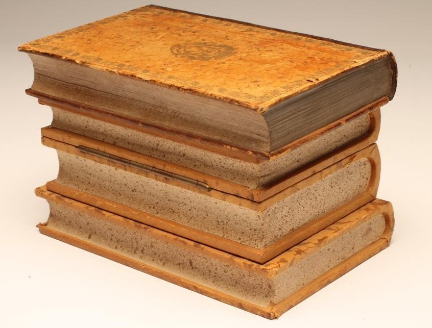 "PARFUMES HOUBIGANT" - a novelty casket modelled as a stack of four leather bound books Image