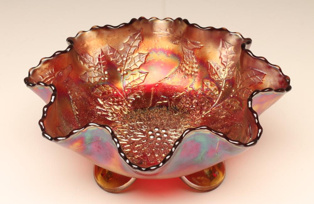 A FENTON ART GLASS CO. RED CARNIVAL GLASS BOWL Image