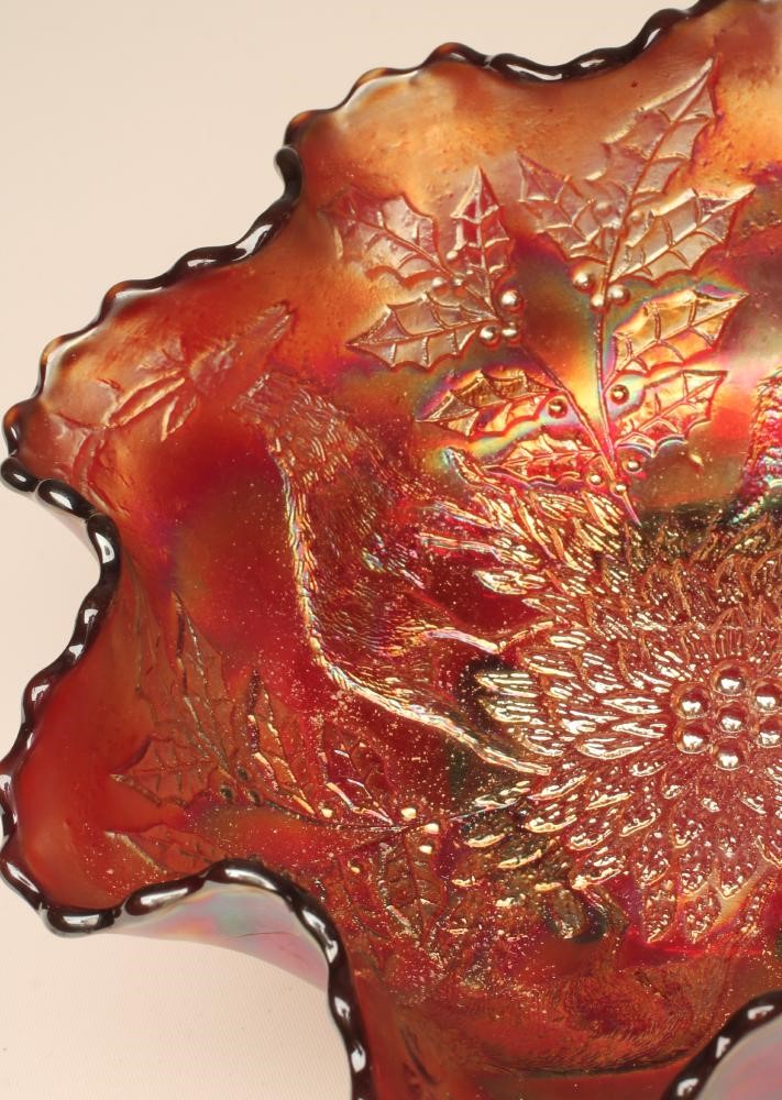 A FENTON ART GLASS CO. RED CARNIVAL GLASS BOWL Image