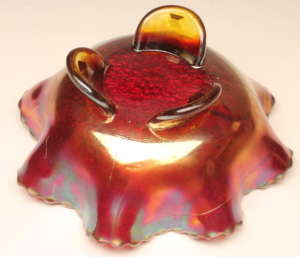 A FENTON ART GLASS CO. RED CARNIVAL GLASS BOWL Image