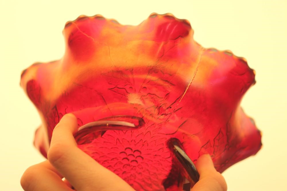 A FENTON ART GLASS CO. RED CARNIVAL GLASS BOWL Image