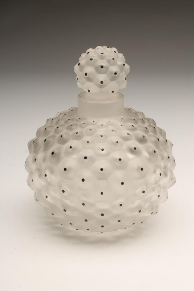 A LALIQUE FROSTED GLASS "CACTUS" PATTERN SCENT BOTTLE AND STOPPER Image