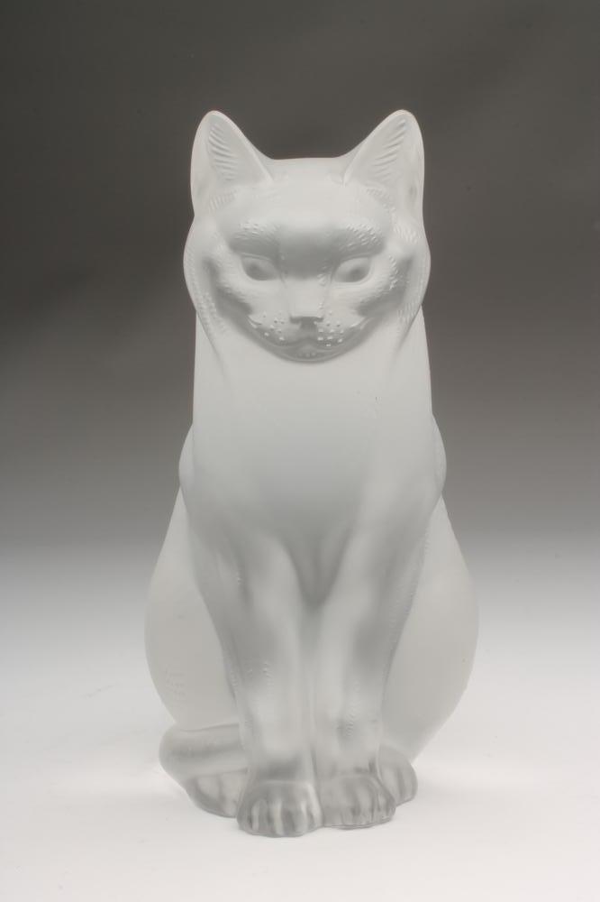 A LALIQUE FROSTED GLASS MODEL OF A SEATED CAT Image