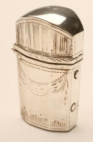 A LATE GEORGE III SILVER NOVELTY VINAIGRETTE Image