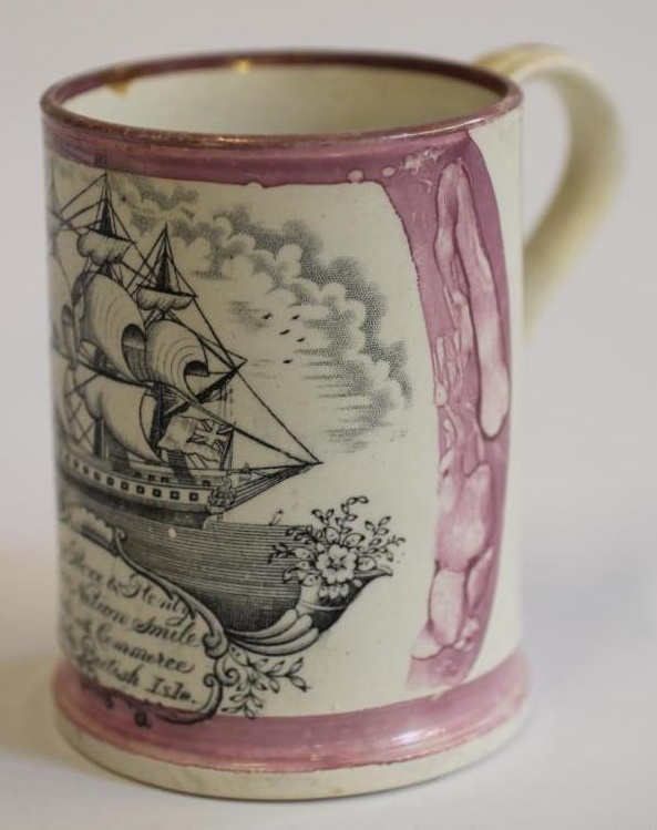 A VICTORIAN SUNDERLAND LUSTRE POTTERY FROG MUG Image