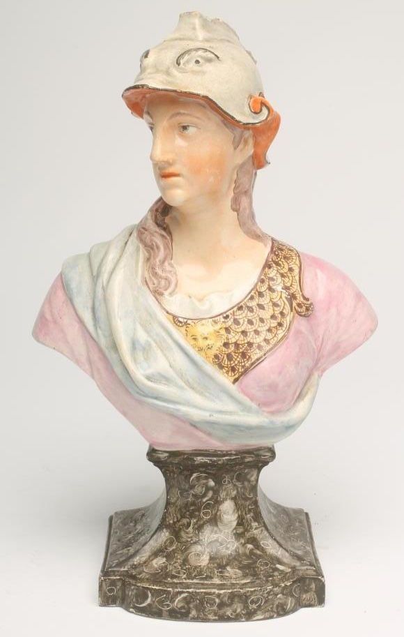 A STAFFORDSHIRE PEARLWARE BUST OF MINERVA Image