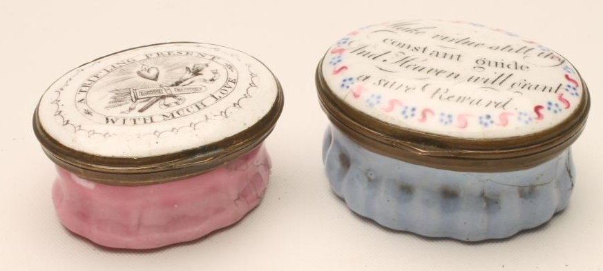 TWO ENGLISH ENAMEL PATCH BOXES Image