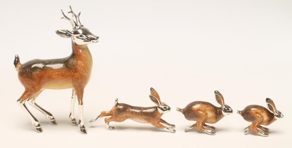 A COLLECTION OF SATURNO SILVER AND ENAMEL ANIMALS Image