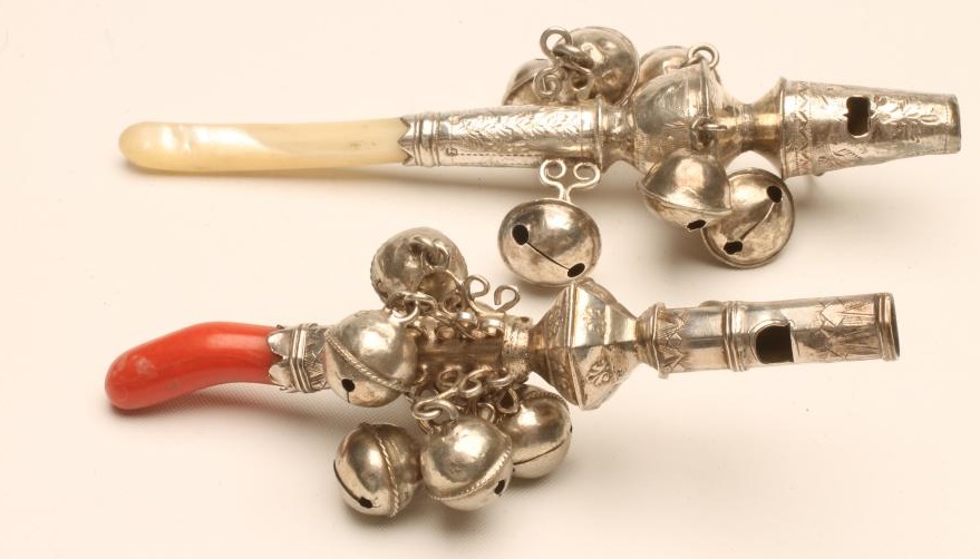 TWO GEORGIAN SILVER RATTLES/WHISTLES Image