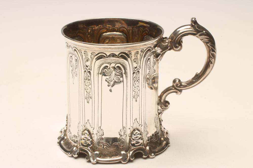 A MID VICTORIAN SILVER CHRISTENING MUG Image