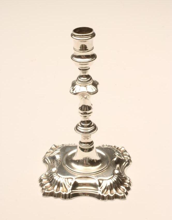 A GEORGE II SILVER TAPERSTICK Image
