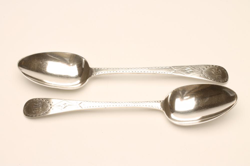 A PAIR OF GEORGE III SILVER TABLESPOONS Image