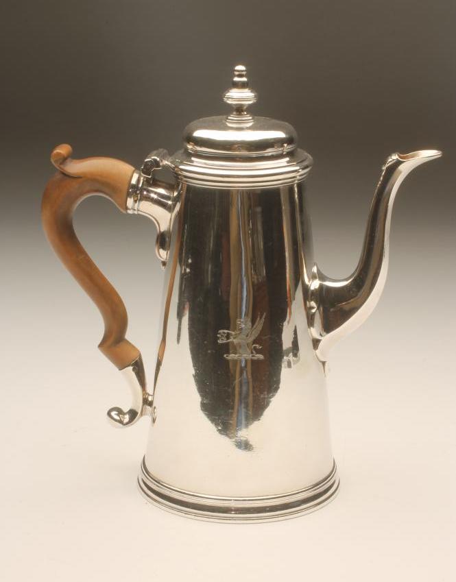 A GEORGE II SILVER COFFEE POT Image