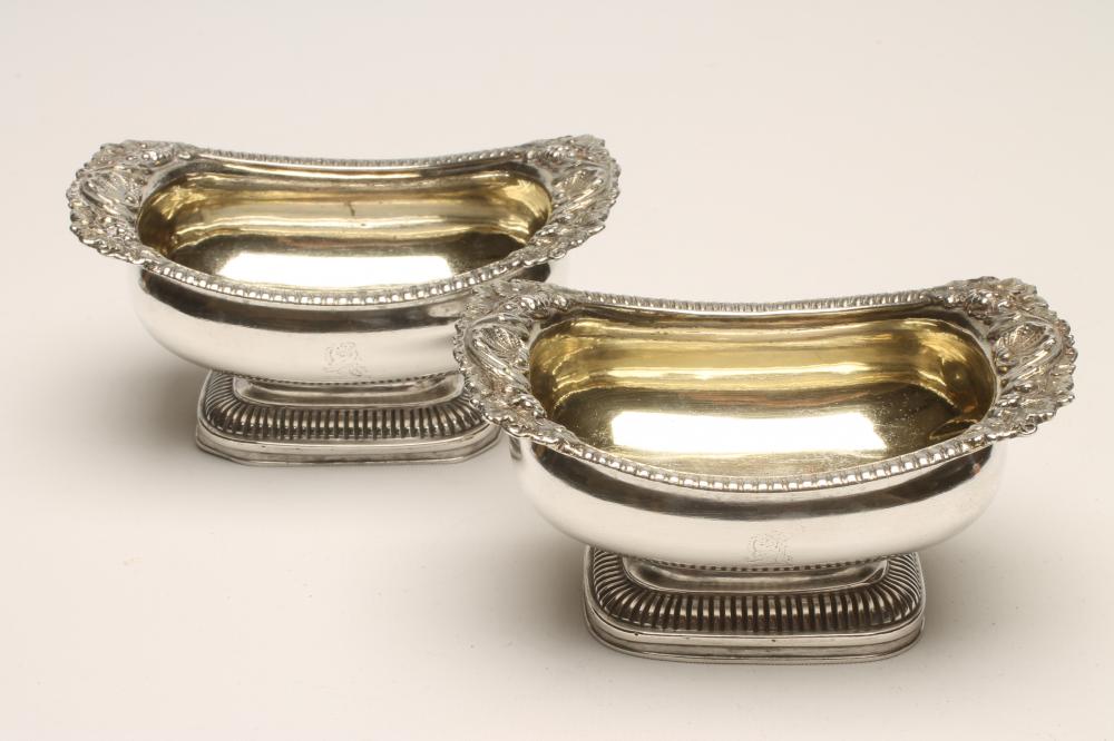 A PAIR OF LATE GEORGE III SILVER SALTS Image