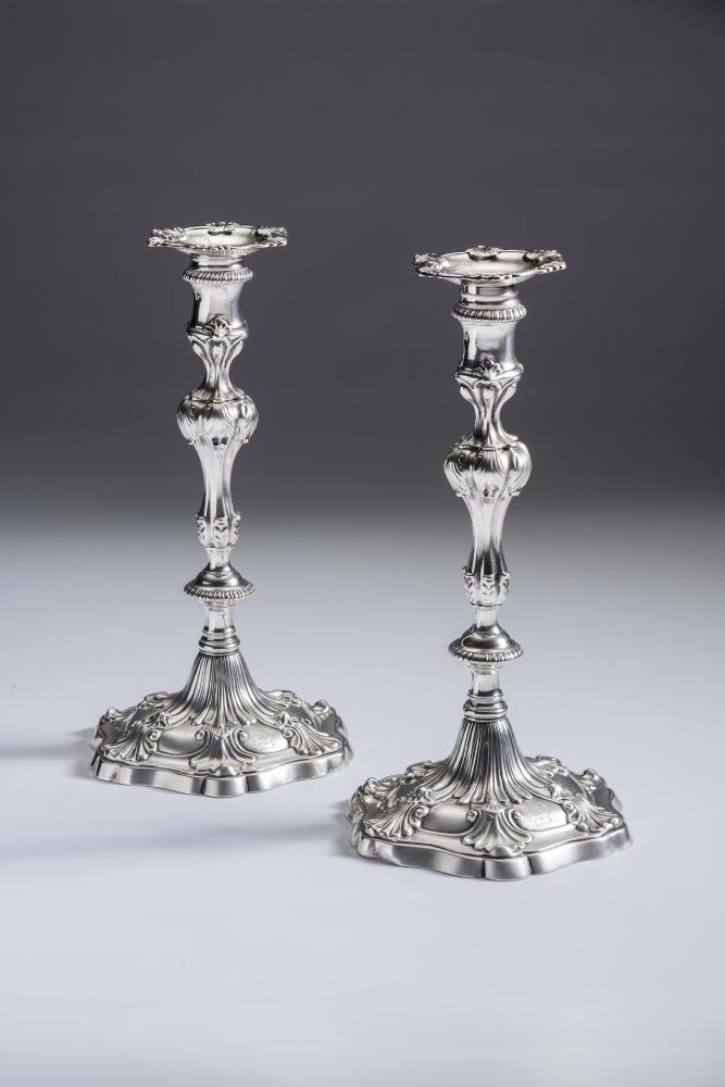 A PAIR OF GEORGE III SILVER CANDLESTICKS Image