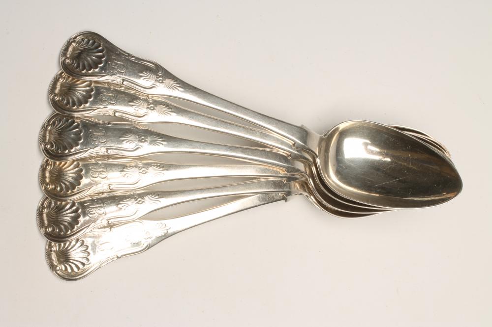 A SET OF SIX EARLY VICTORIAN SCOTTISH SILVER TABLESPOONS Image