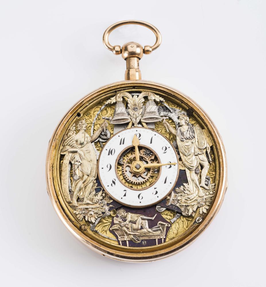 A SWISS "JACQUEMART" REPEATER AUTOMATON POCKET WATCH Image