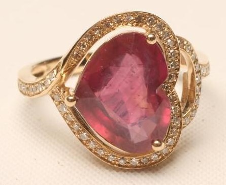 A RED SPINEL AND DIAMOND DRESS RING Image
