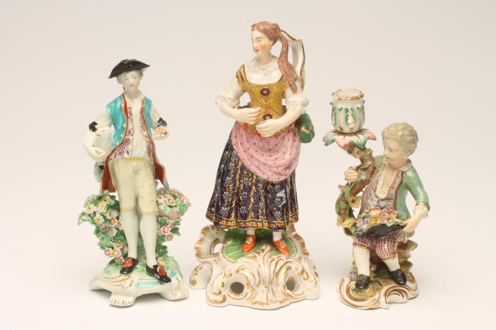 THREE DERBY PORCELAIN FIGURES Image