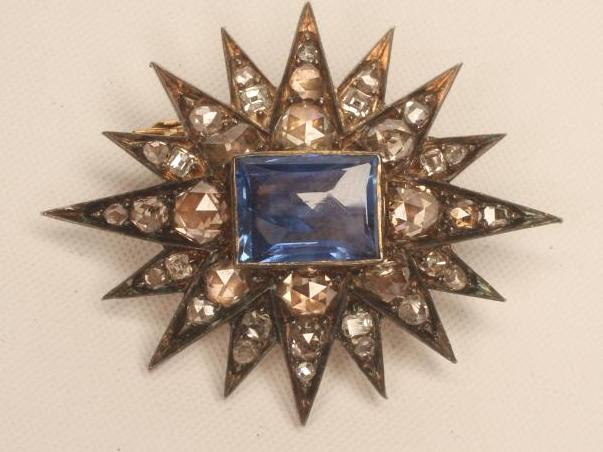 A 19TH CENTURY SAPPHIRE AND DIAMOND STAR BROOCH Image