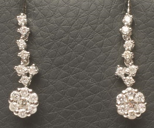 A PAIR OF DIAMOND DROP STUD EARRINGS Image