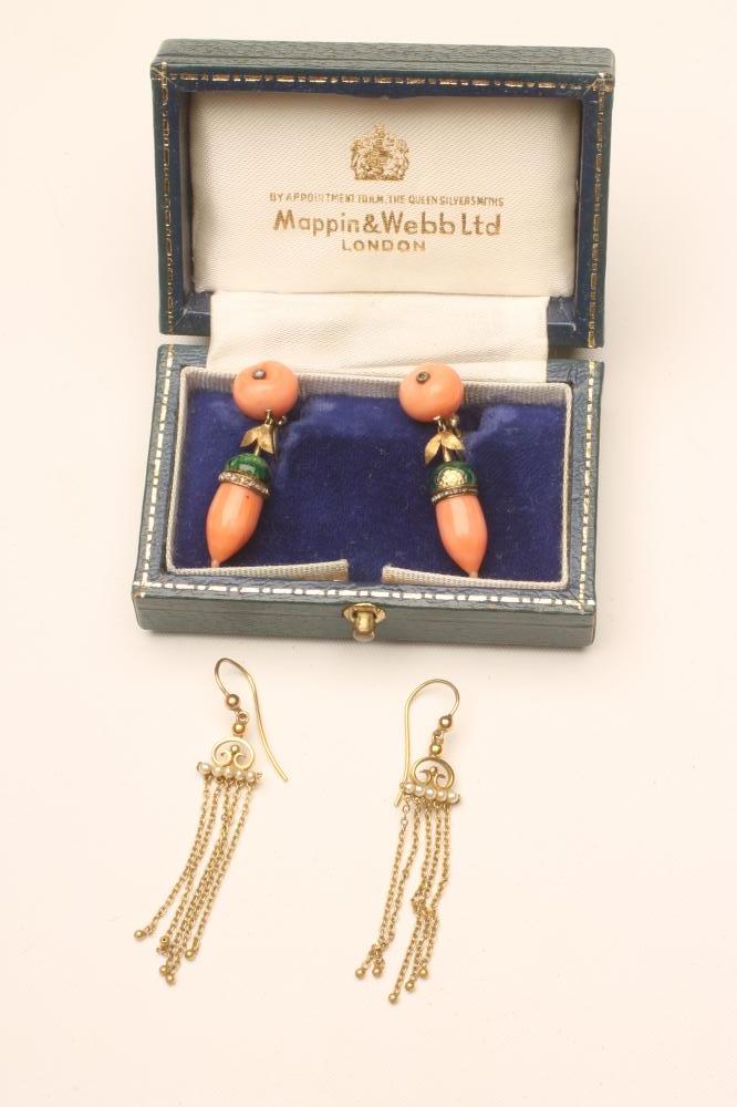A PAIR OF VICTORIAN CORAL EAR BOBS Image