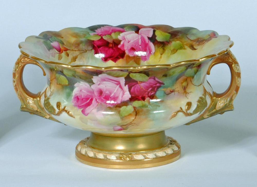 A ROYAL WORCESTER CHINA ROSE BOWL Image